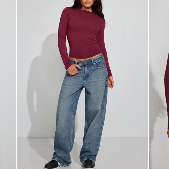 GARAGE Smooth Long Sleeve Crewneck Top. Sour Cherry. Size Medium. New With Tags. - Picture 10 of 10